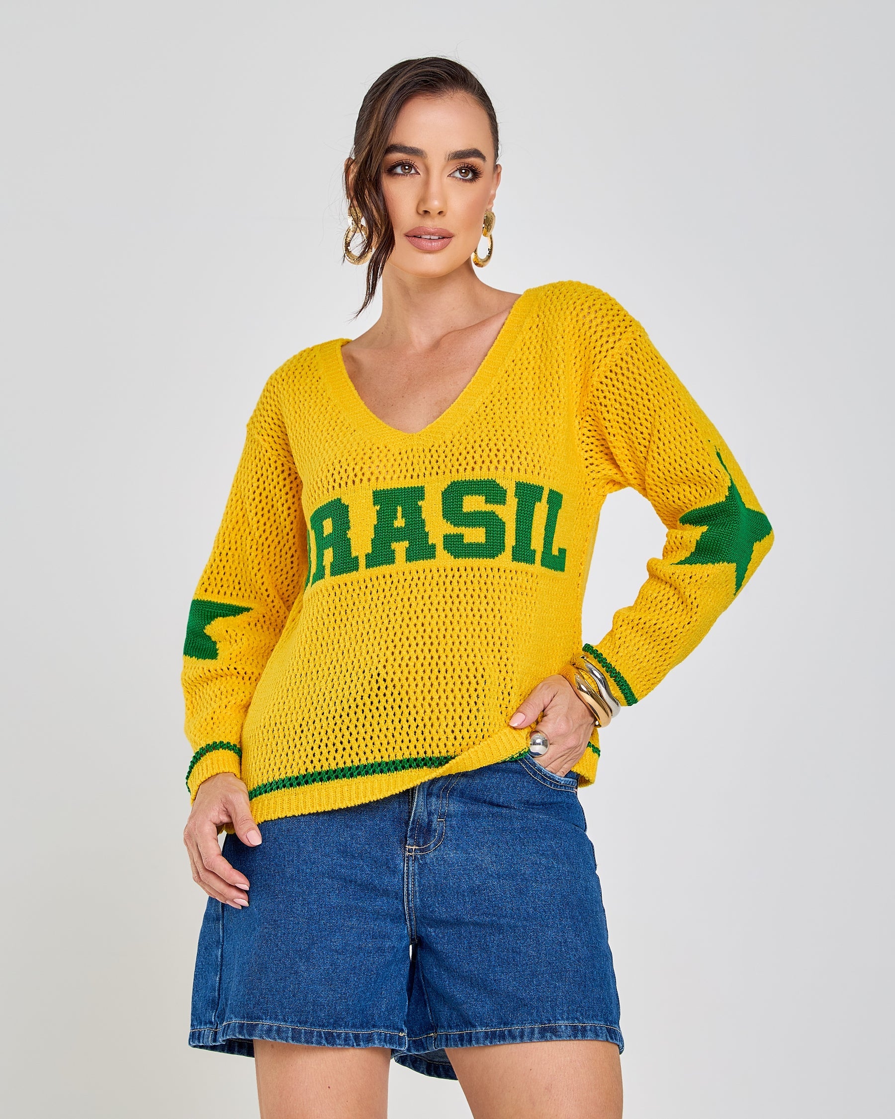 Blusa Tricot Brasil Canarinho — Brazilcore 2026