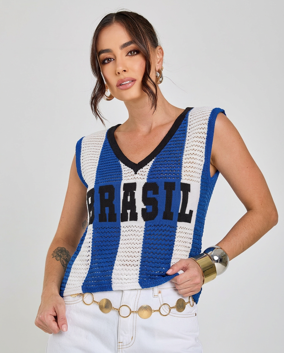 Regata Tricot Brasil Azul — Brazilcore 2026